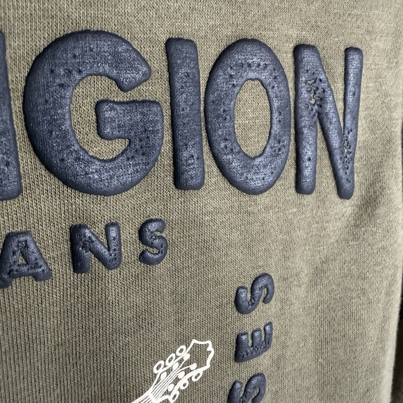 True Religion Core Zip Up Hoodie Men's Medium Kalamata Green Buddha New $119 - Picture 4 of 9